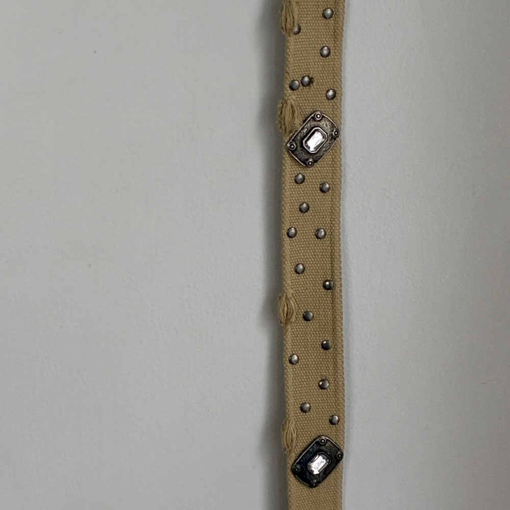Y2K Flacco Roma Belt Studded Crystal Canvas Leather Distressed Boho‎ Festival - Picture 9 of 15
